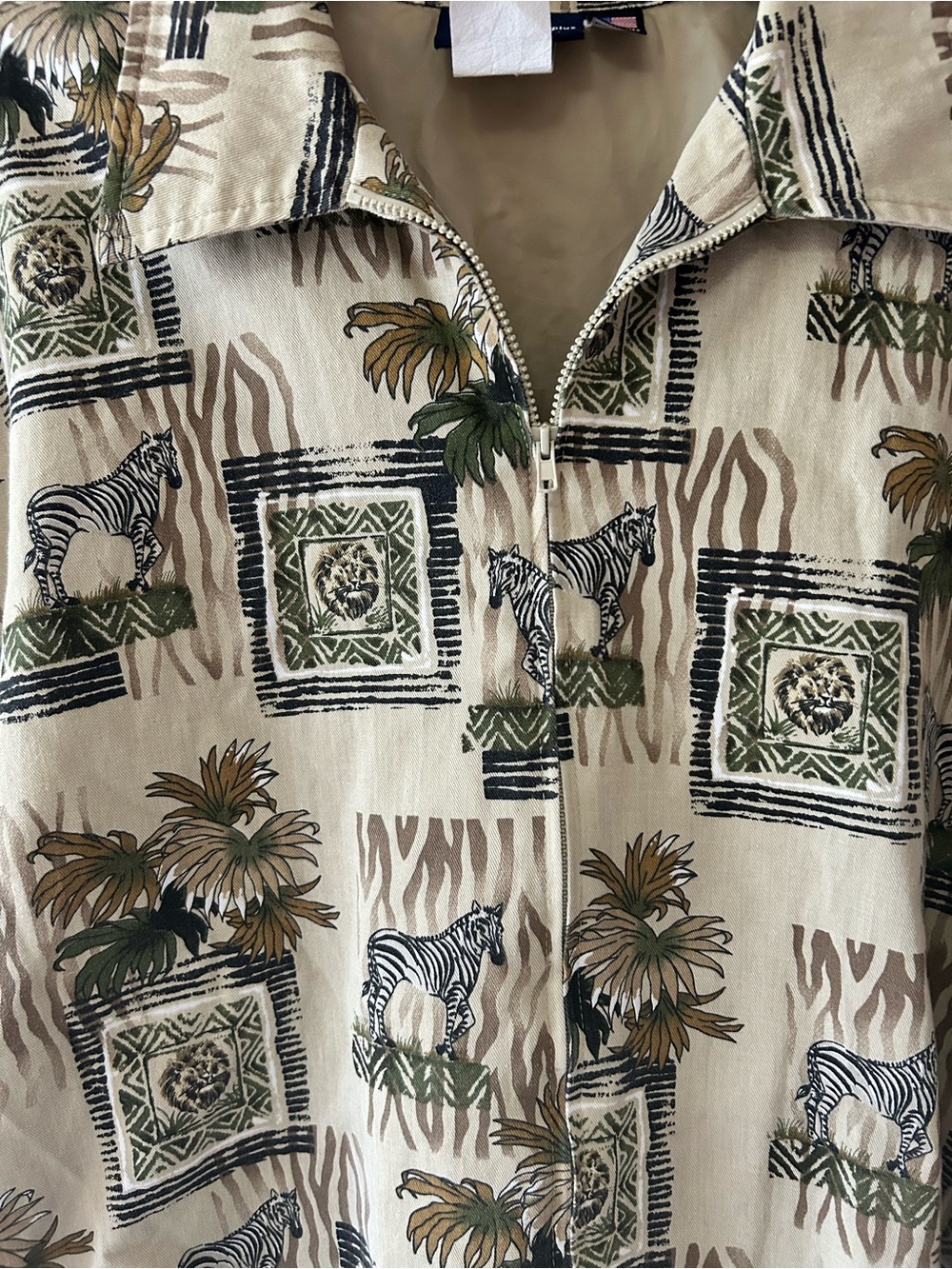 ✨ VINTAGE 90s SAFARI ANIMAL PRINT ZIP UP JACKET ✨ - Picture 3 of 5